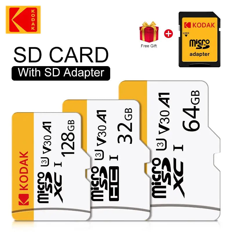 KODAK Micro SD Memory Card 100MB/s Class10 U3 UHS-I 32GB 64GB 128GB TF SD Card 4K HD For Phone PC