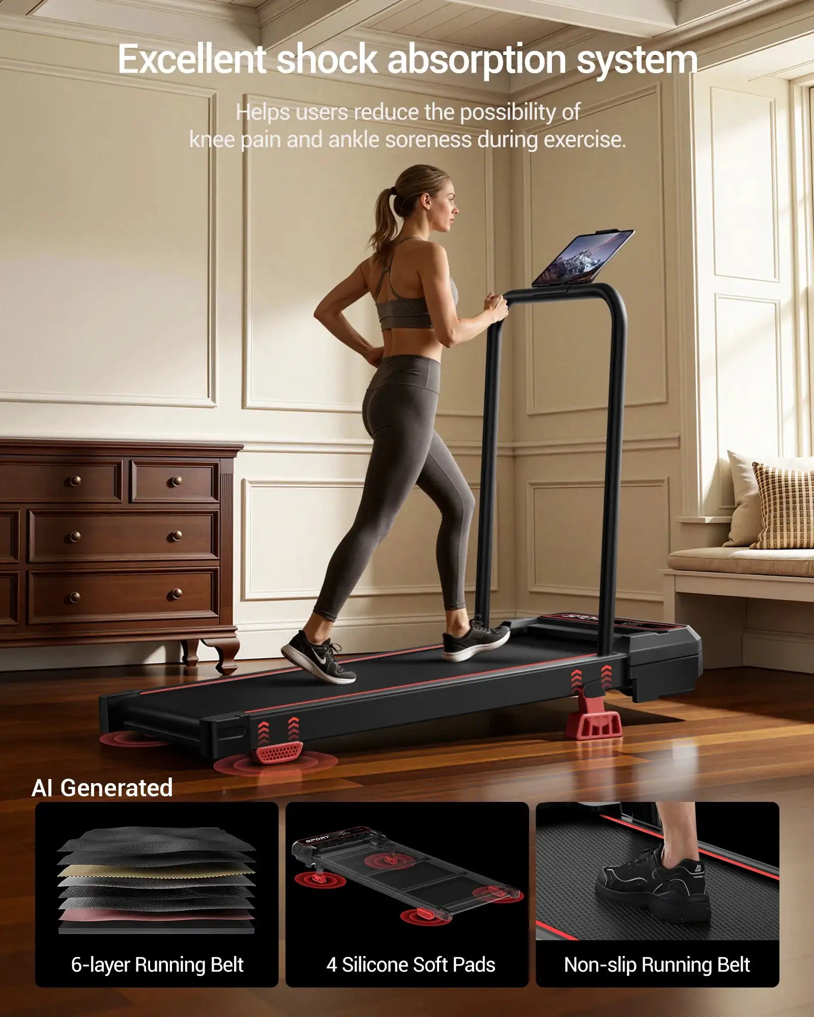 ROBORE U19F Walking Vibration Pad with 15% Incline 3 Adjustable Vibration Settings 3.0HP Under Desk Treadmills for Home 265LBS Vibration Plate with Remote Control