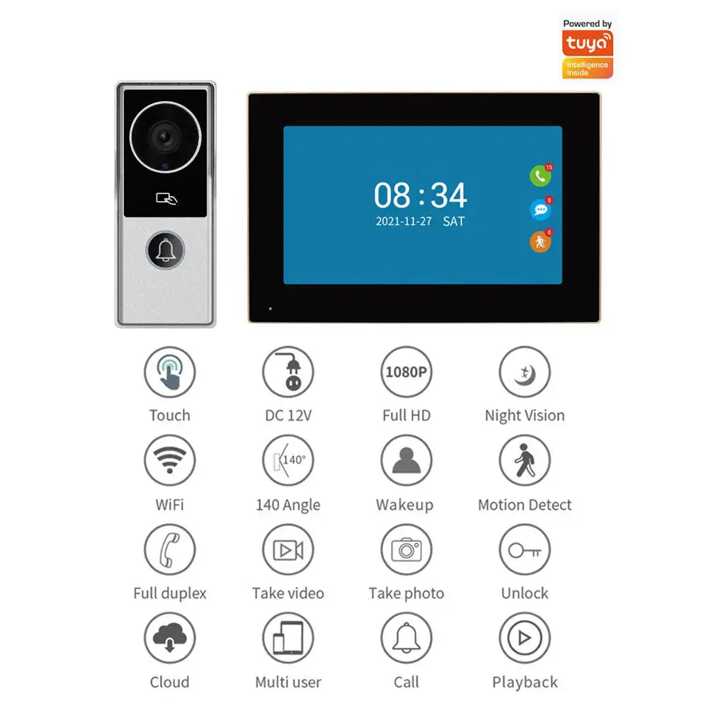 Wifi Video Doorbell System 1080P Visual Doorphone Door Bell Camera Support Tuya App Video Intercom Kit for Home Villa Apartment