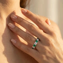 Emerald Moissanite Ring in Sterling Silver Certificate