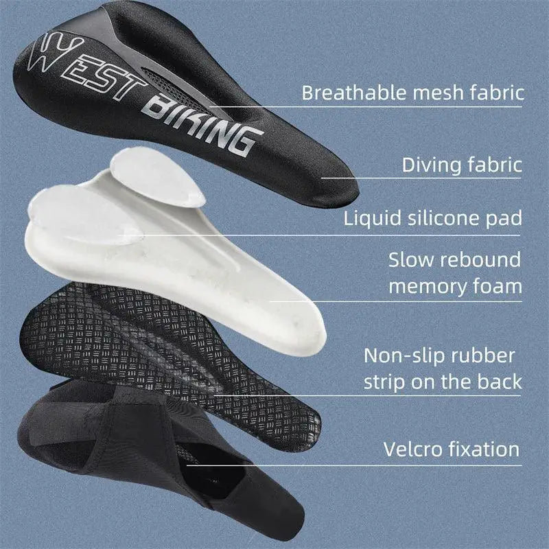Six Color Gel Memory Foam Bicycle Seat Cover For Comfort