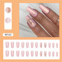 24Ps Set Square Head Coffin Pink Matte French Fake Nails