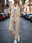 Plus Size Lapel Outfit Set