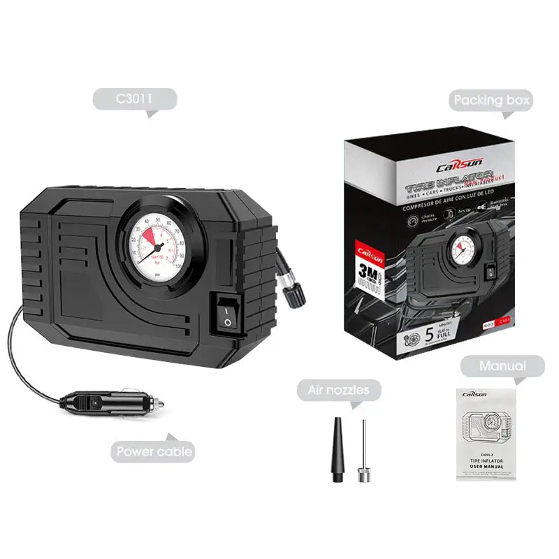 CARSUN Mini Air Pump Tire Inflator Car Electric Mini 20L/Min Portable Air Compressor For Car Motorcycles Bicycle Inflatable