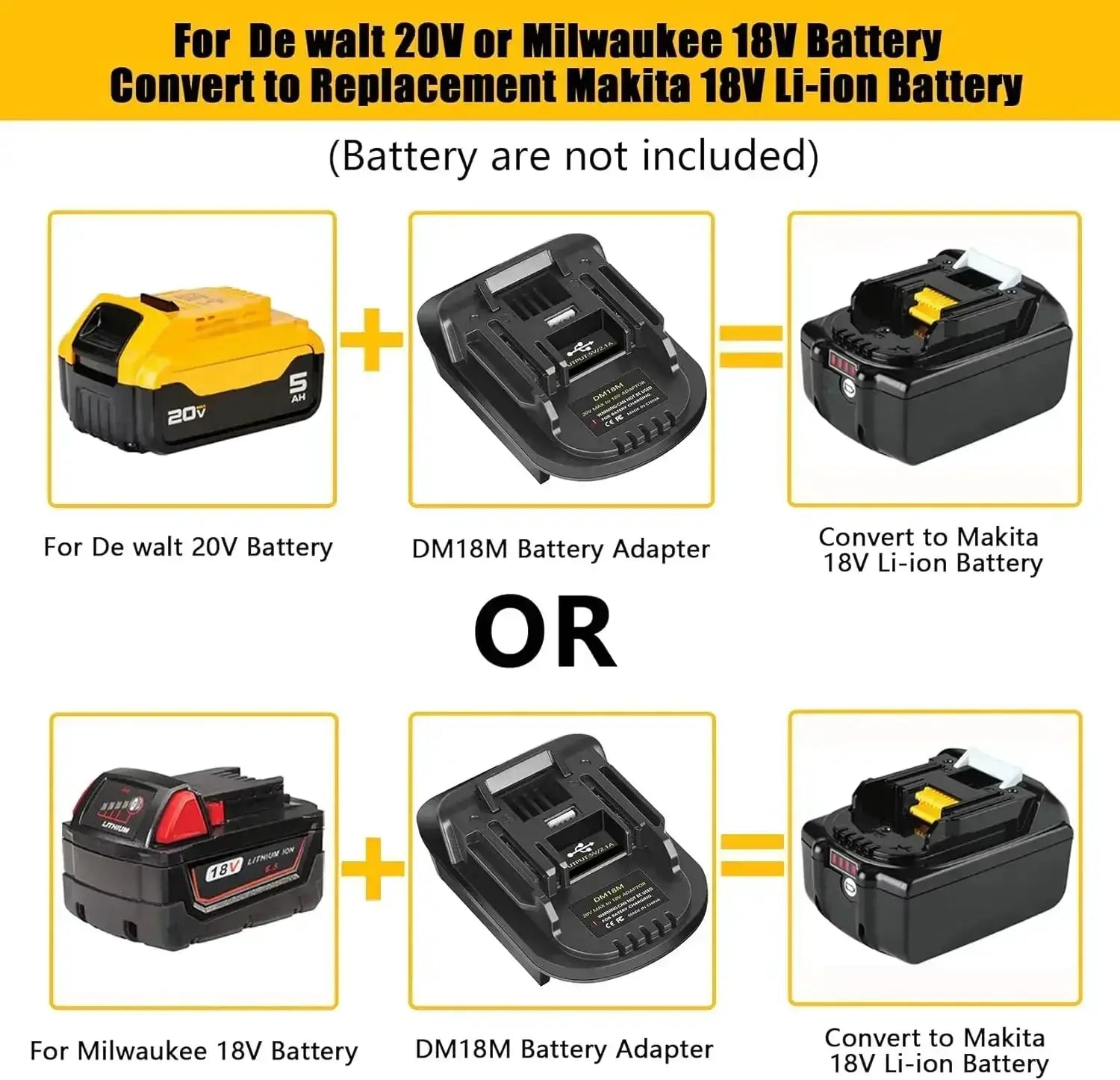 Battery Adapter Milwaukee 18V 20V To Makita Bl1830 Bl1850