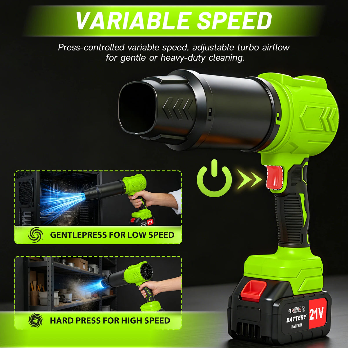 Cordless Leaf Blower Lightweight Variable Speed Storm Gun — product view 5