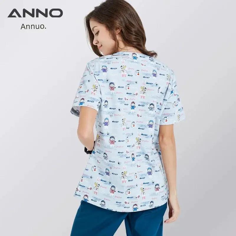 Annuo Printed Nurse Doctor Pediatric Comfortable Scrubs