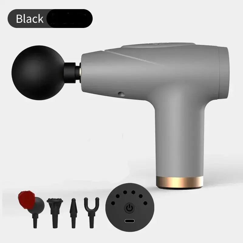 Black 4 Head Mini Fascia Gun Multi Stage Massage Device