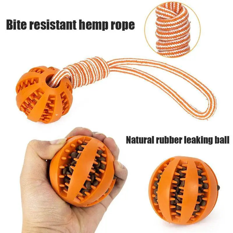 Dog Treat Balls Interactive Rope Rubber Toys For Small Dogs