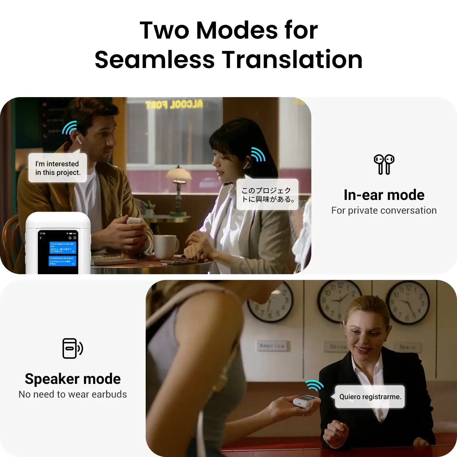 Wooask A8 Translator Earbuds With Touch Screen 144 Languages