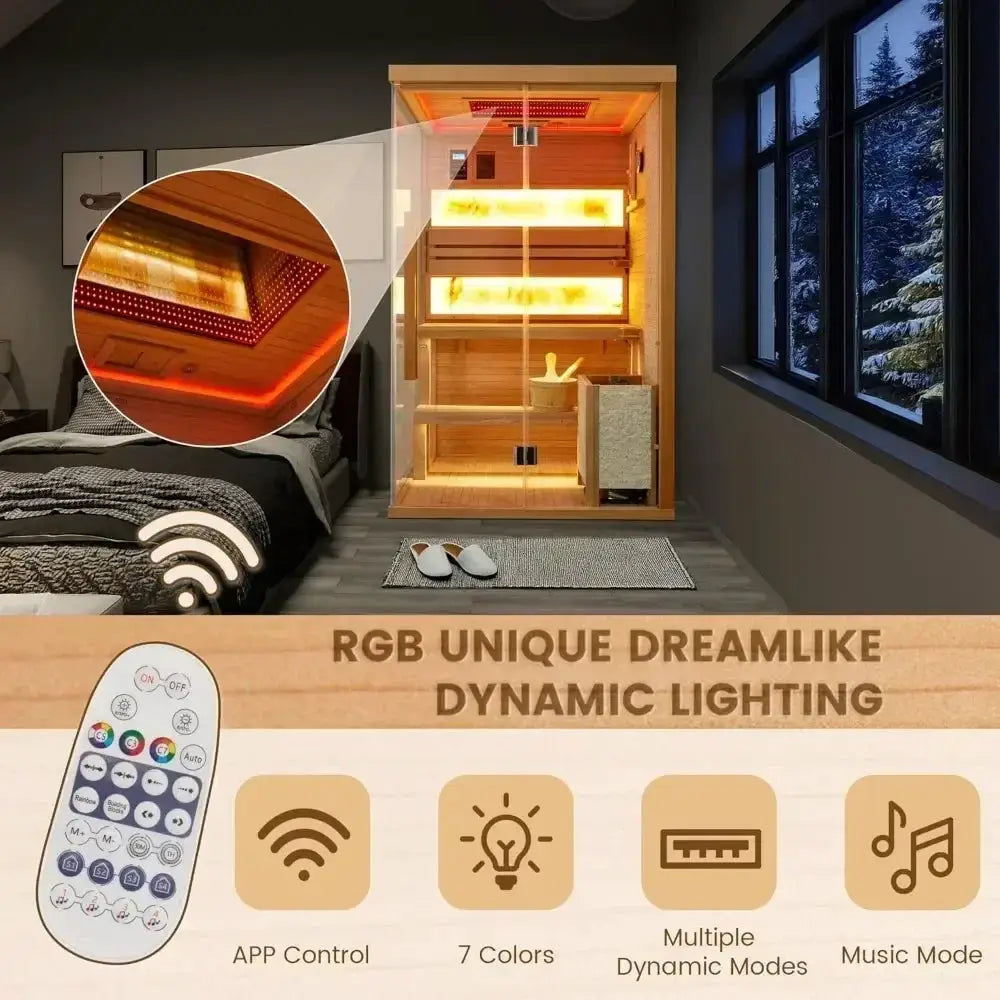 Luxury 2-4 Person Steam Sauna With 2300W Heater Home