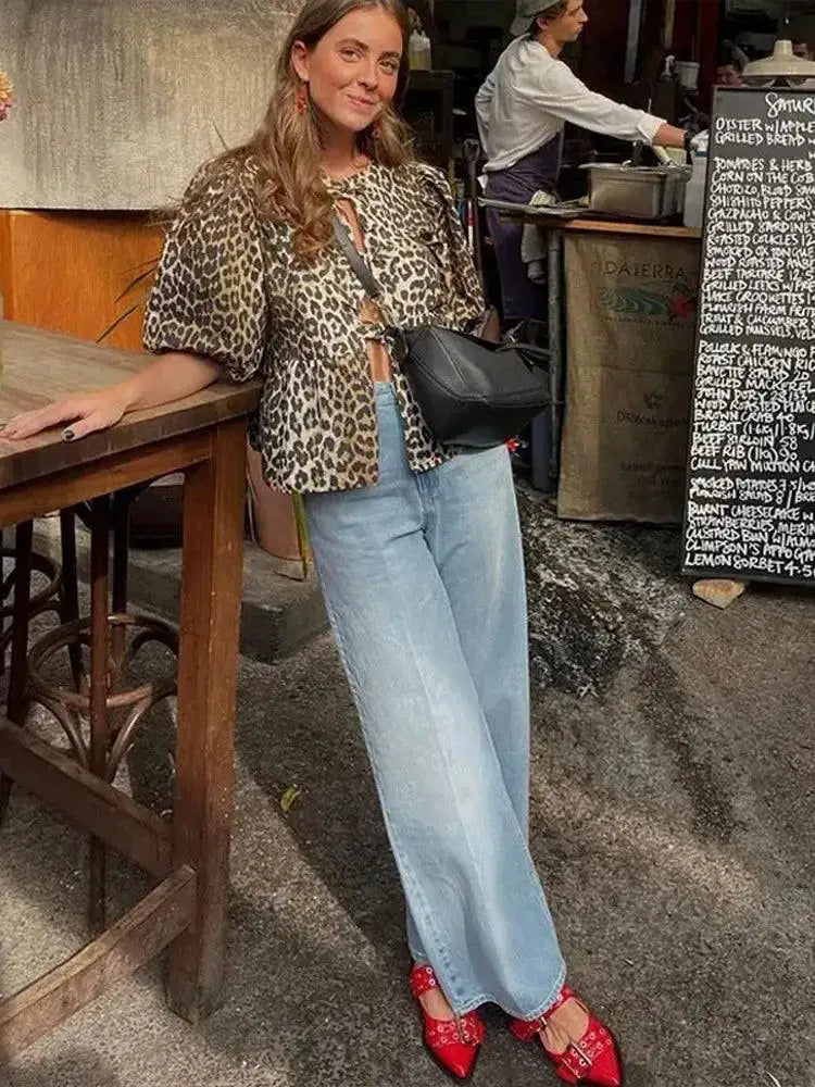 Leopard Print Bow Blouse Chic Statement Piece For Women