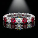 Moissanite Ring in Sterling Silver Ruby