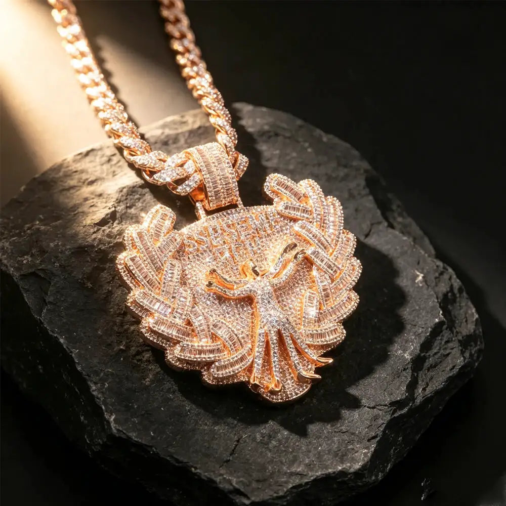 Iced Out Jesus Head Pendant Full Diamond Gold Plated Full — product view 1