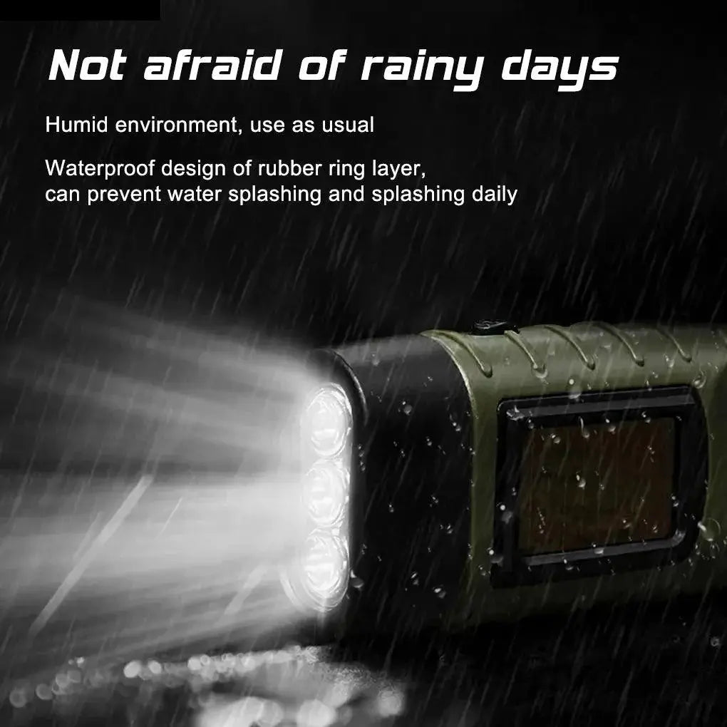Solar LED Hand Crank Torch for Emergency Lighting Gear
