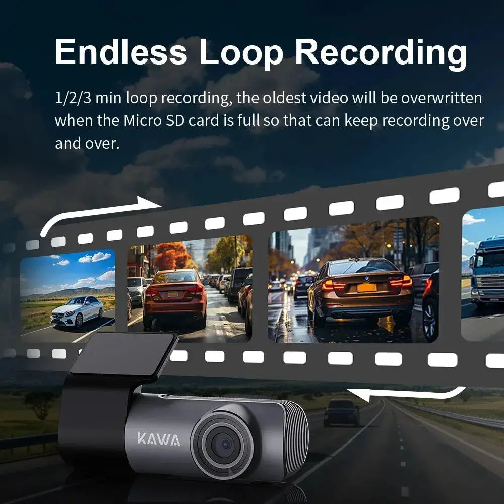 KAWA D5 2K Dash Cam - Hands Free Voice Control And WiFi App Monitor With Clarity
