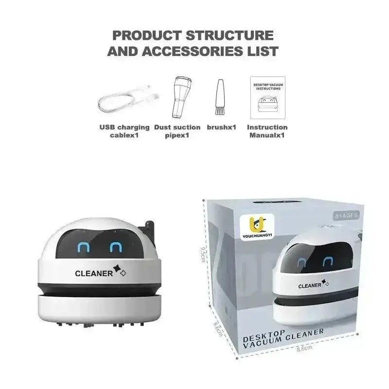 Mini Desktop Vacuum Cleaner USB Rechargeable Wireless Car Dust Cleaner with Detachable Nozzle Portable Cleaning Tools