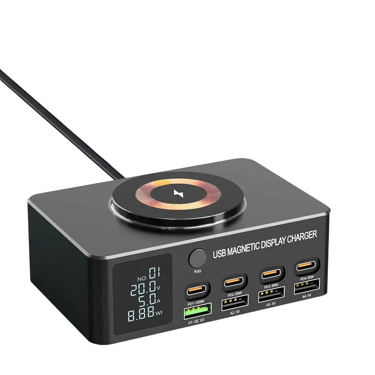 GaN USB C Fast Charger With Digital Screen — product view 1
