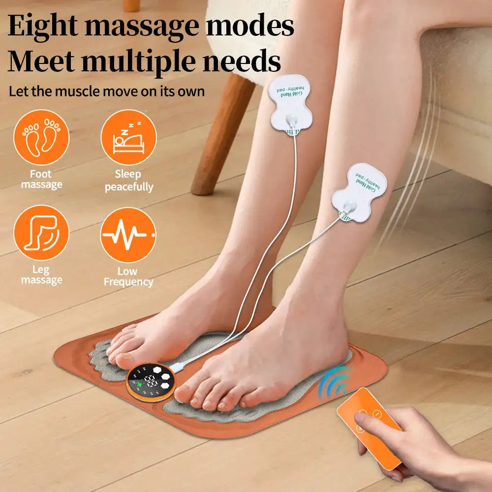 3D Foldable Foot Massager Pad with Calf Massage Mat 8 Modes 29 Levels Muscle Relaxation Rechargeable Smart Stimulator for Foot