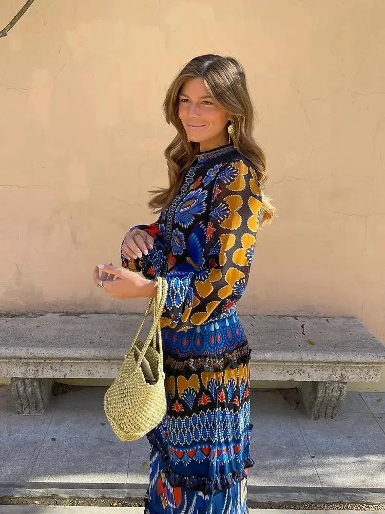 Vintage Lantern Sleeve Maxi Dress Elegant Charm And Style