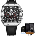 LIGE Skull Men's Chronograph Watch Stylish Quartz Wristwatch