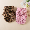 Cozy Leopard Print Fleece Hoodie for Small Dogs Winter Wear