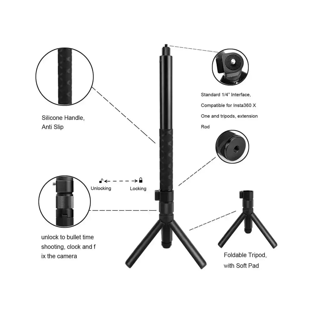 Invisible Selfie Stick For Insta360 X4 Bullet Time Tripod