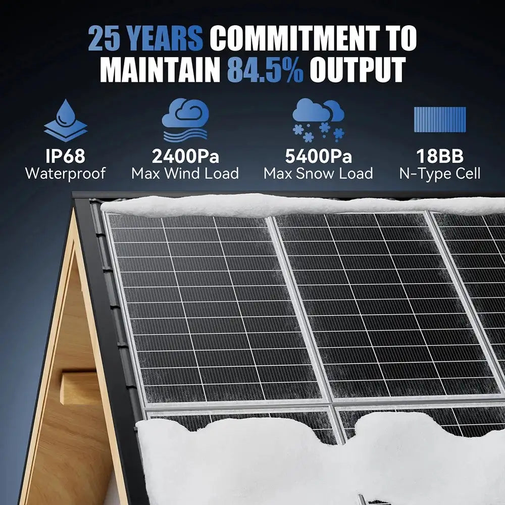 RVPOZWER 200W/400W/800W Rigid Solar Panels 18BB N-Type Mono Cells High Efficiency PV Power for Home RV Charge Outdoor Off-Grid