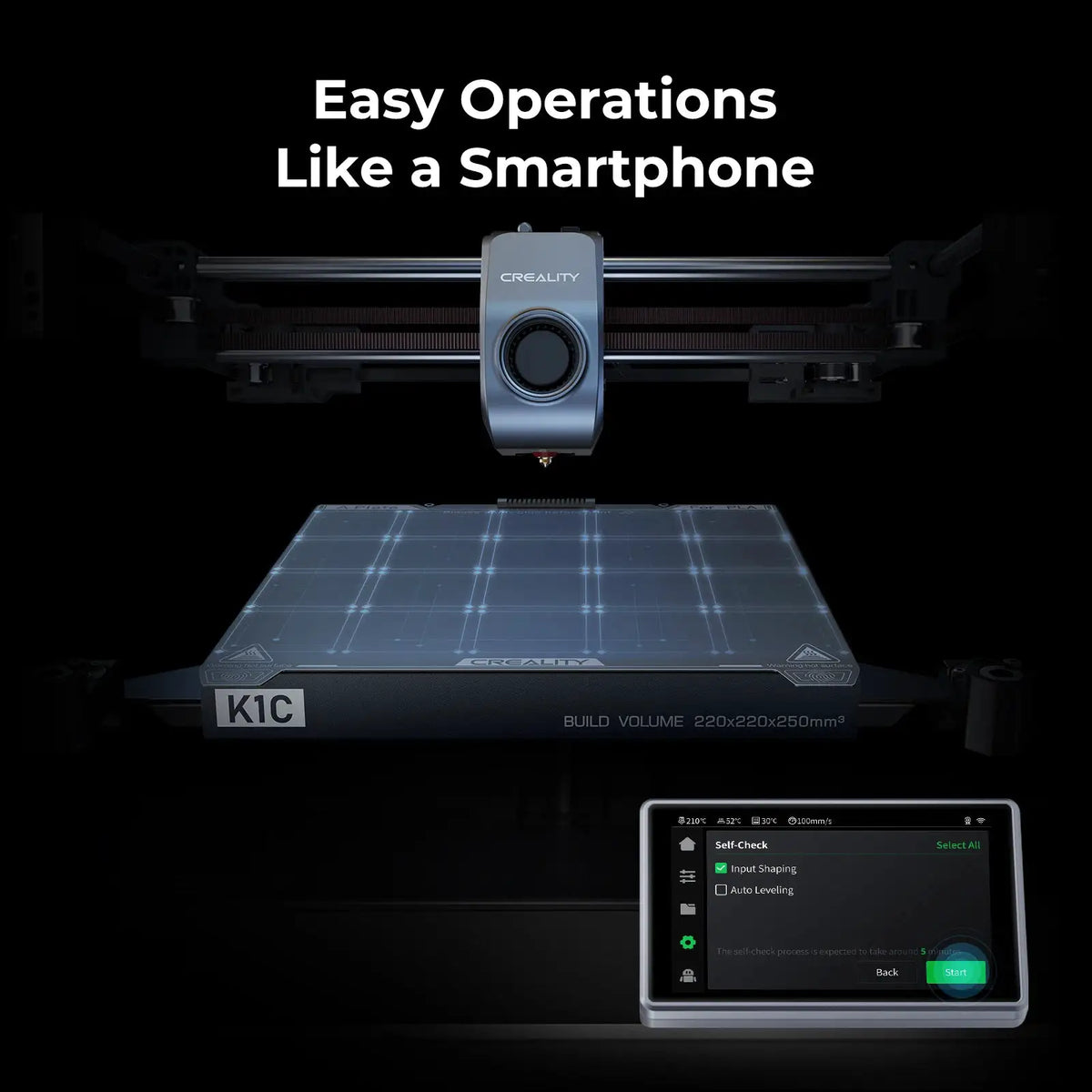 Creality K1C 2025 3D Printer And 1pc Filament with AI Camera And Touchscreen, 600Mm/S Fast Printing Speed, Supports Carbon Fiber Filaments, Auto Calibration for Leveling, Anti-Vibration Design, Out-Of-Box Experience