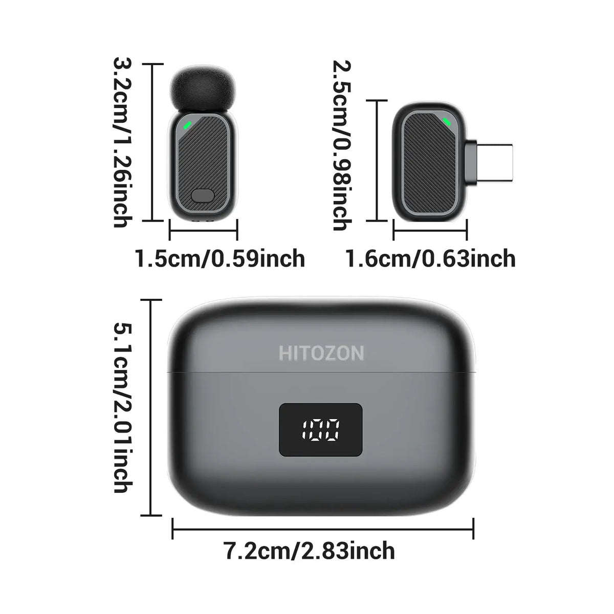 Mini Wireless Lavalier Microphone with Charging Case, 2.4G Noise Cancelling Lapel Mic for Type-C, Vlog/Live/Video Recording
