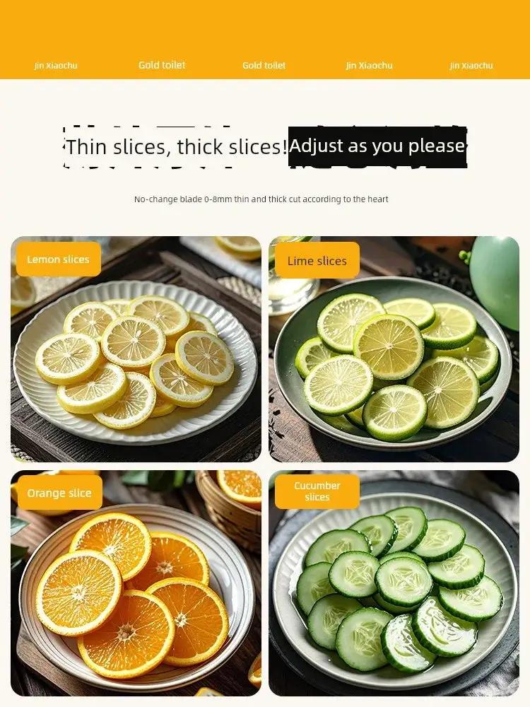 Gold Kitchen Lemon Slicer Adjustable 0 To 8 Mm Handy Gadget - OurLum.com