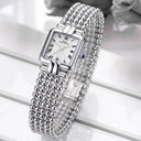 Luxurious Square Dial Silver Steel Women's Watch Timeless Elegance