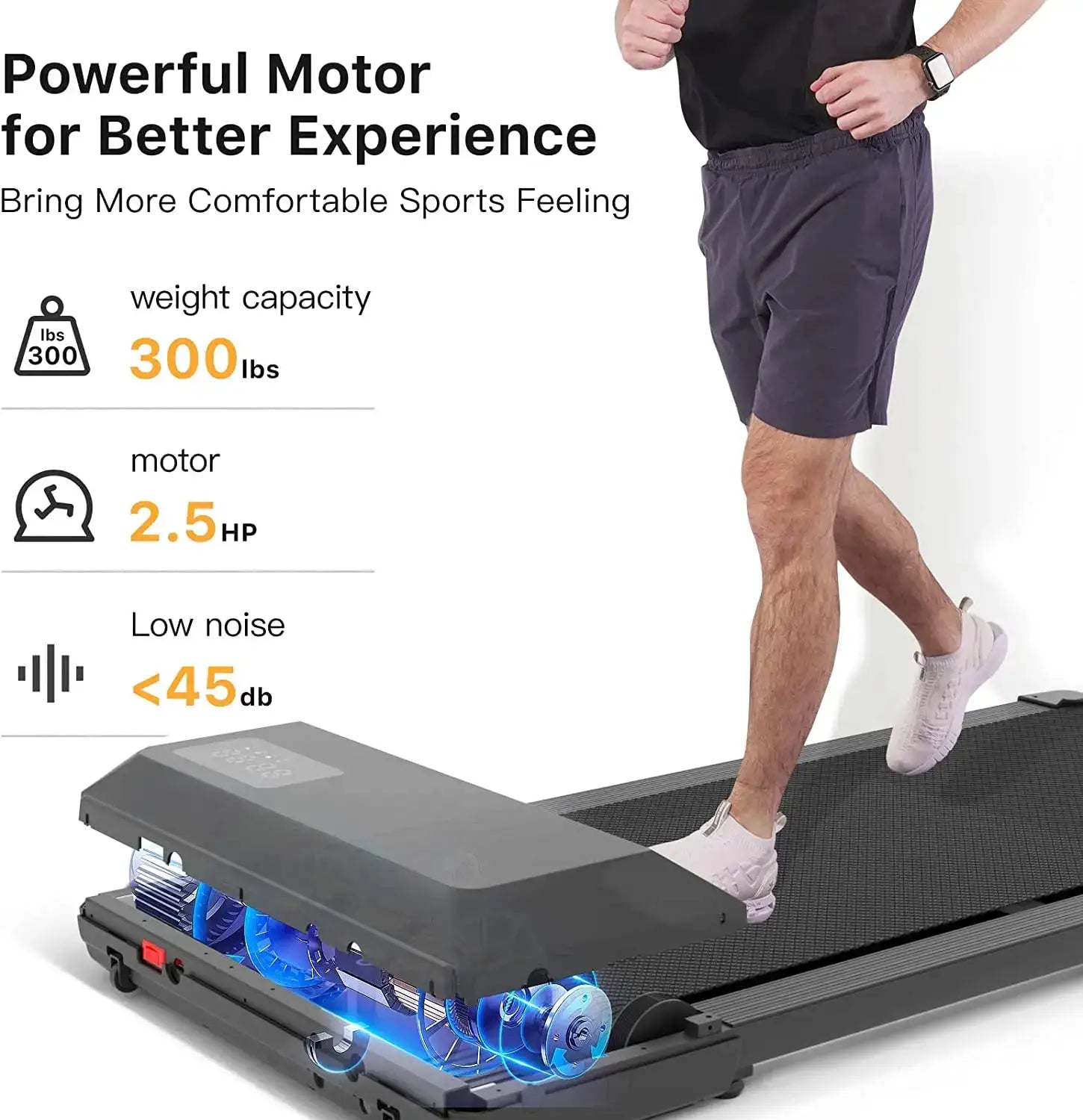 Walking Pad Treadmill, 2 in 1 Under Desk Fitness Machine, Remote Control Gym Equipment for Home Office Walking Jogging