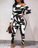 Plus Size Geometric Outfit Set