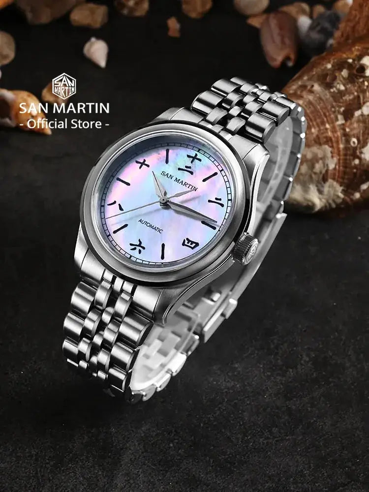 San Martin New 39mm Gada Watch MOP Sparkle Dial Chinese Style Original Design Miyota 90S5 Men Dress Automatic Mechanical SN0144