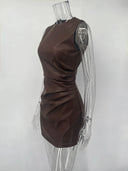 Flatter PU Leather Maxi Dress Party
