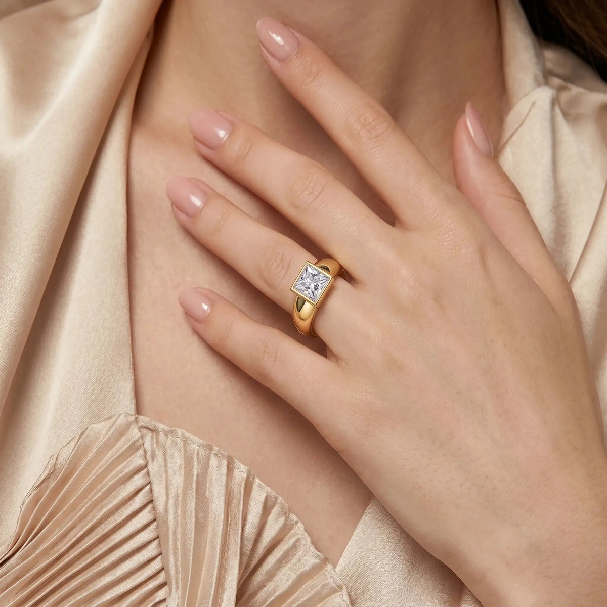 Princess Cut Silver Moissanite Ring — product image 5