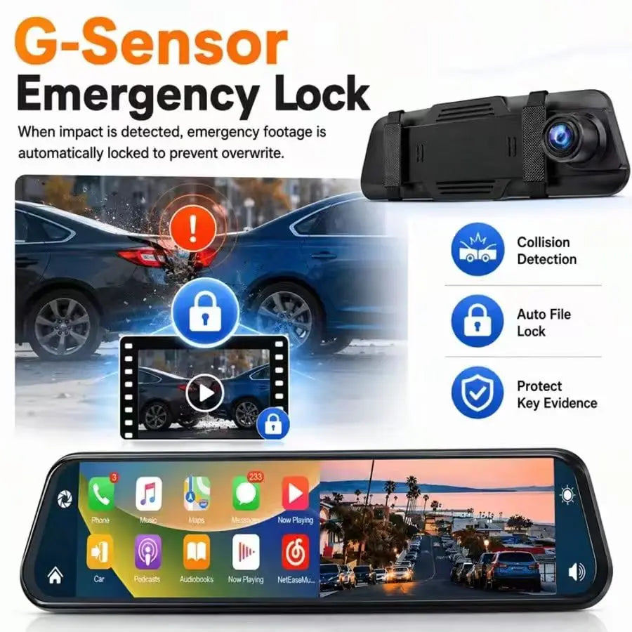 Ultrawide '' Rear View Mirror Camera with Carplay & Android — product view 7