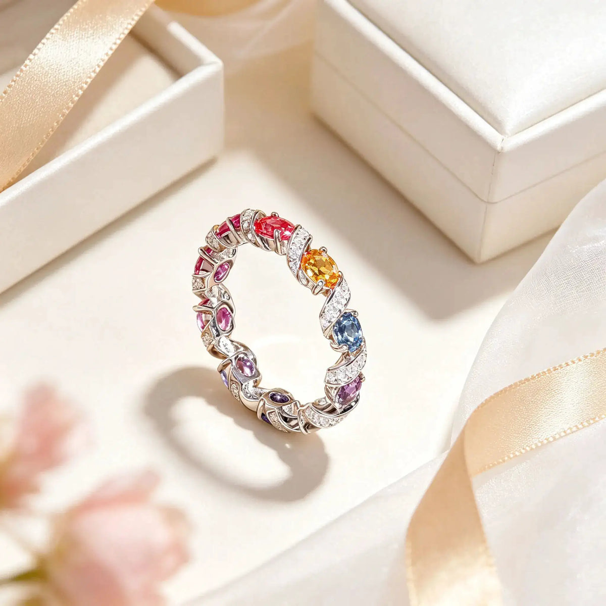 Sparkling Rainbow Moissanite Ring — product image 4