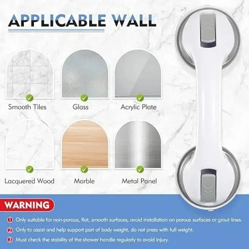 Shower Safety Handle Double Lock Vacuum Disc Anti Slip Grip