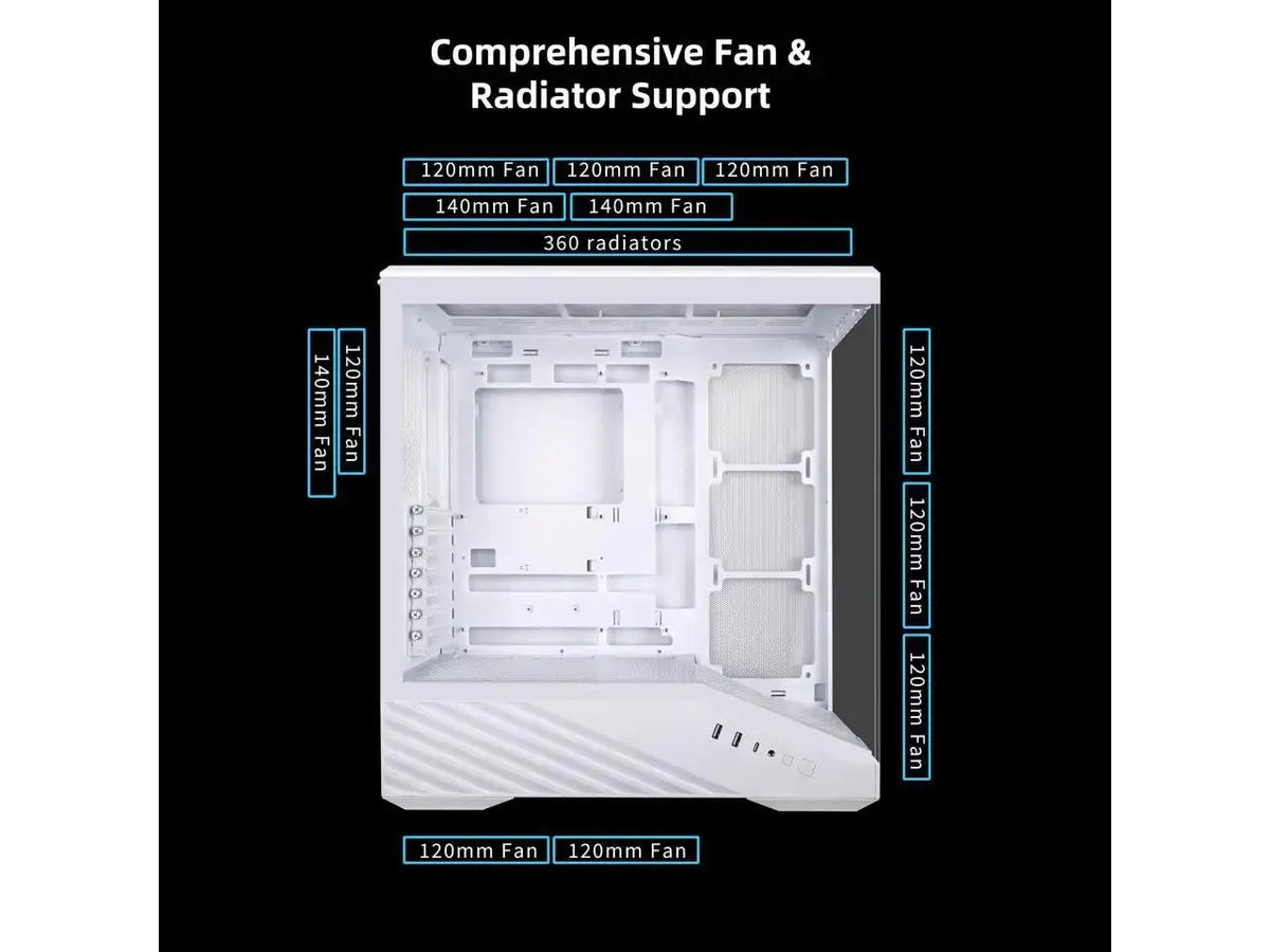 Lian Li V100 ATX Mid-Tower PC Case, LED RGB Strip, Display Platform Design with Tempered Glass, Support 420mm GPUs, 360mm Radiator, Side I/O & Optimized Airflow, Dust Filiter - White (V100W)