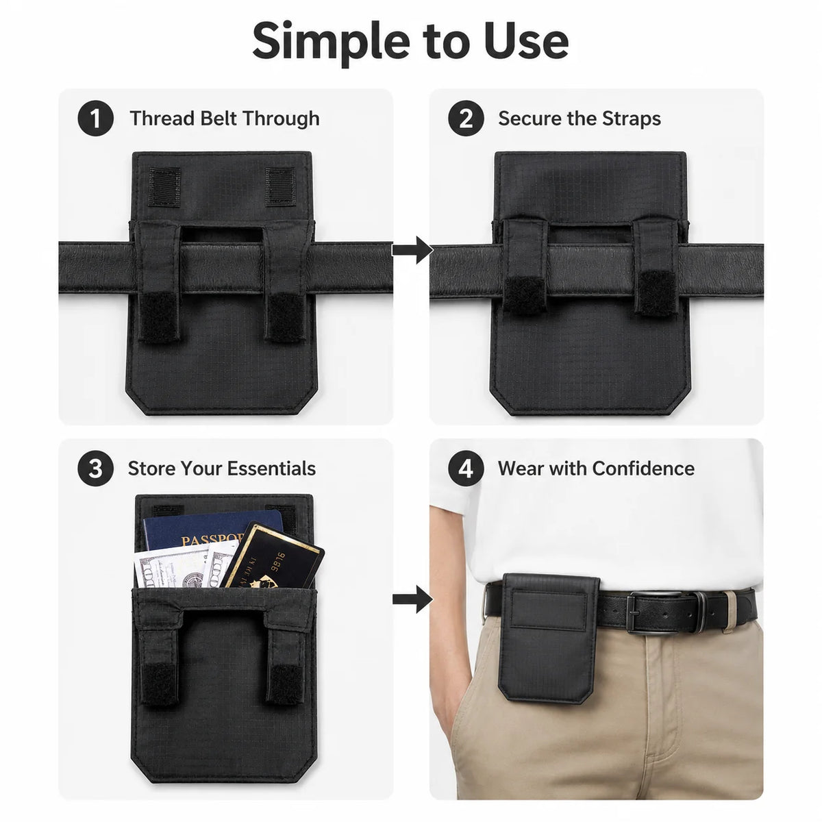 Black Slim Belt Wallet Zero