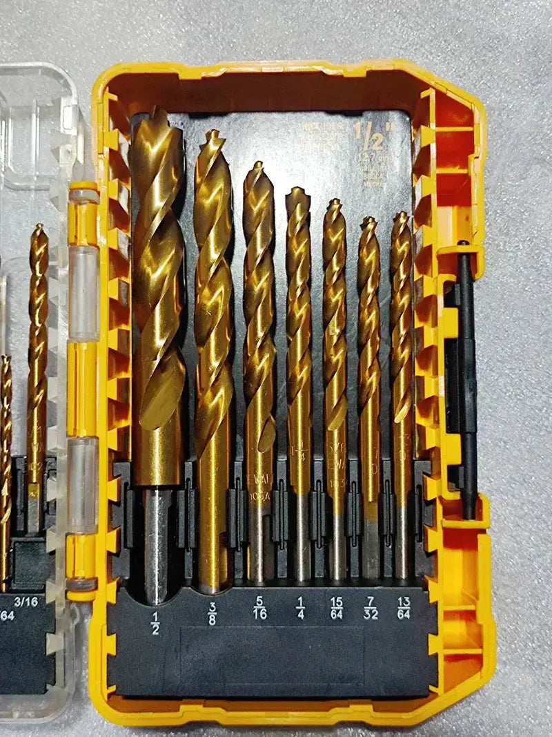 21 Piece Titanium Drill Bit Set for Wood Metal Plastic