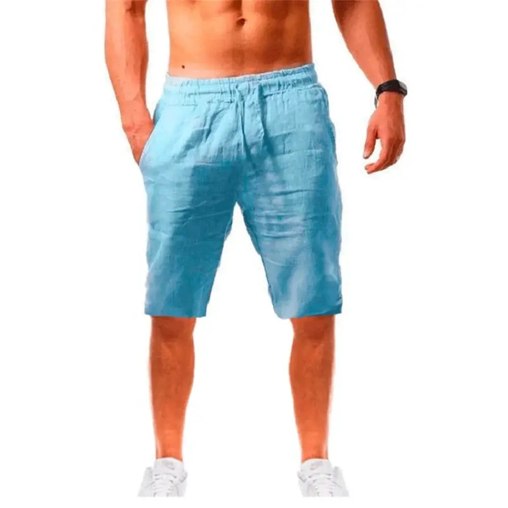 New Mens Cotton Linen Shorts Summer Breathable Trousers