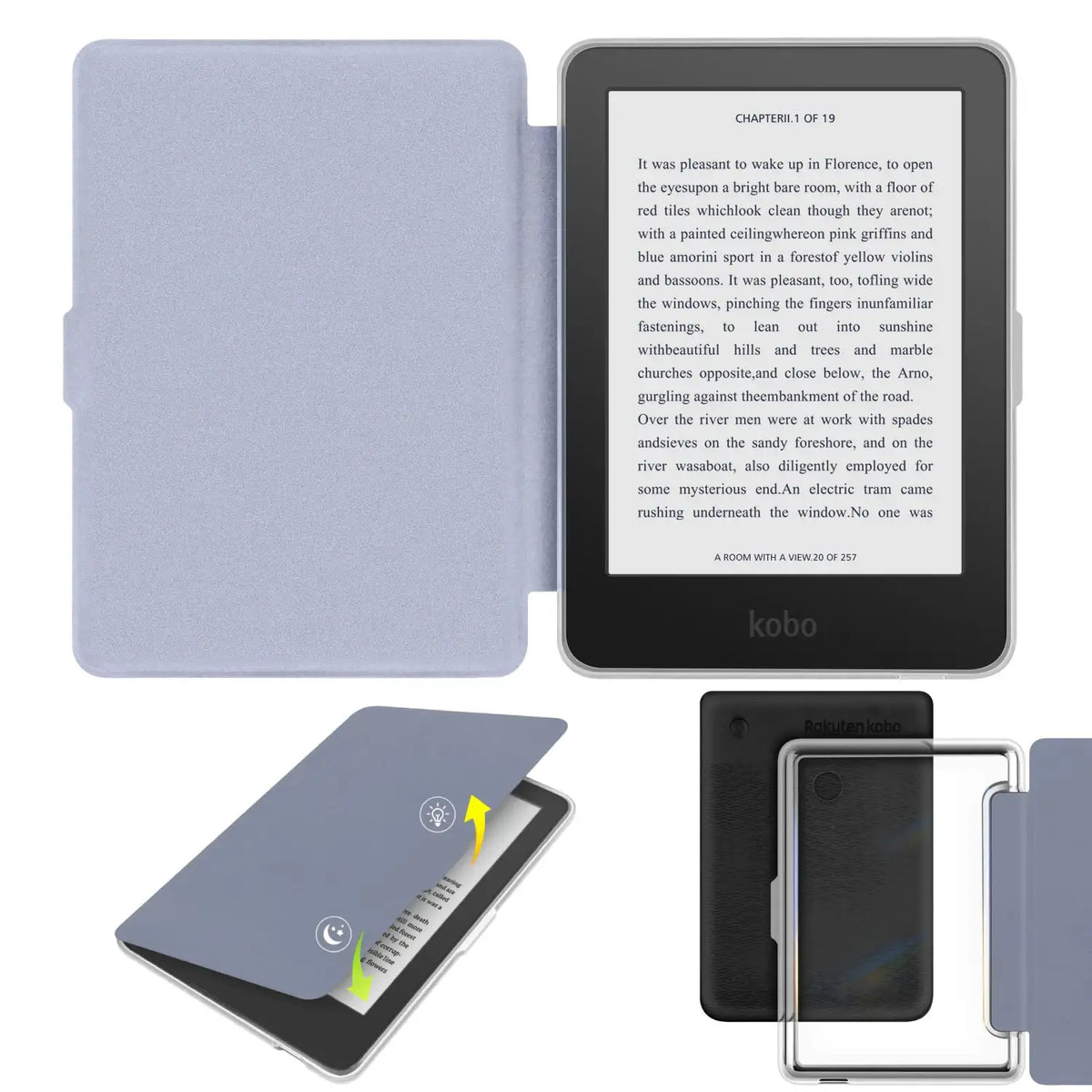 For Kobo Clara BW Case Colour 2E + Screen Protector Auto Sleep Leather Magnetic Cover Transparent Acrylic Case 6'' Ebook Funda