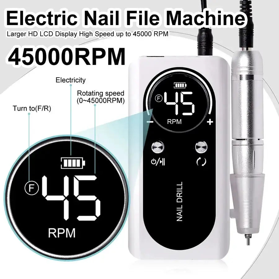 Professional 45000RPM Electric Nail Drill For Home And Salon