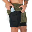 Mens Camo 2In1 Shorts - Quick Dry Gym Running