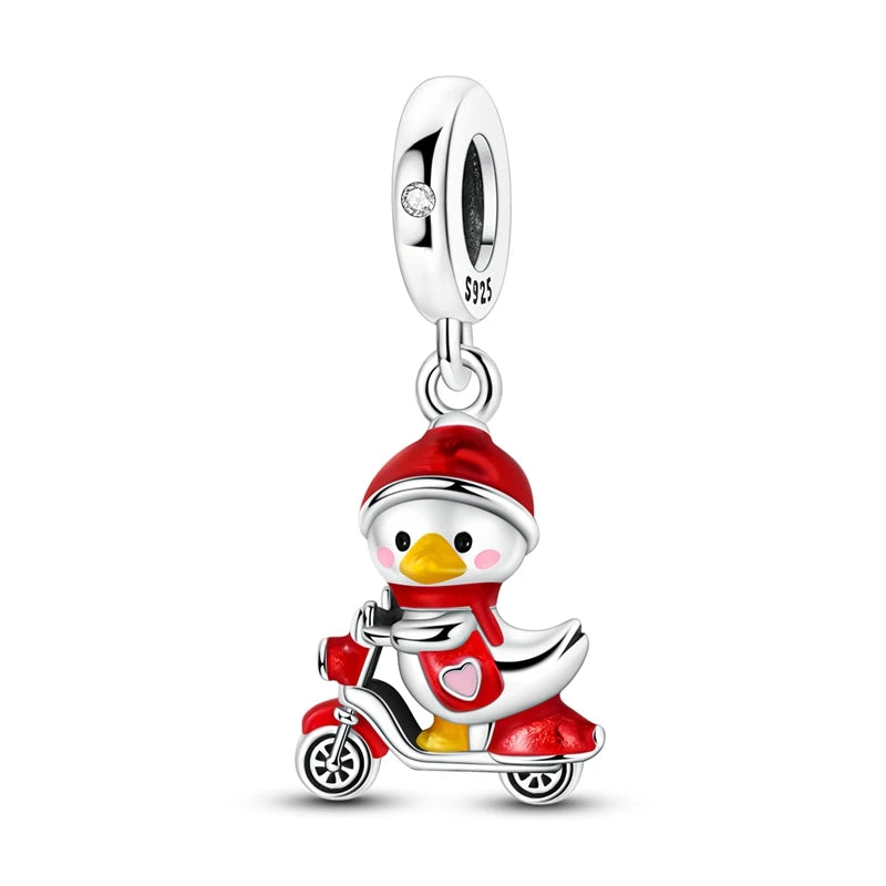 Sterling Silver Pendent Charm Red