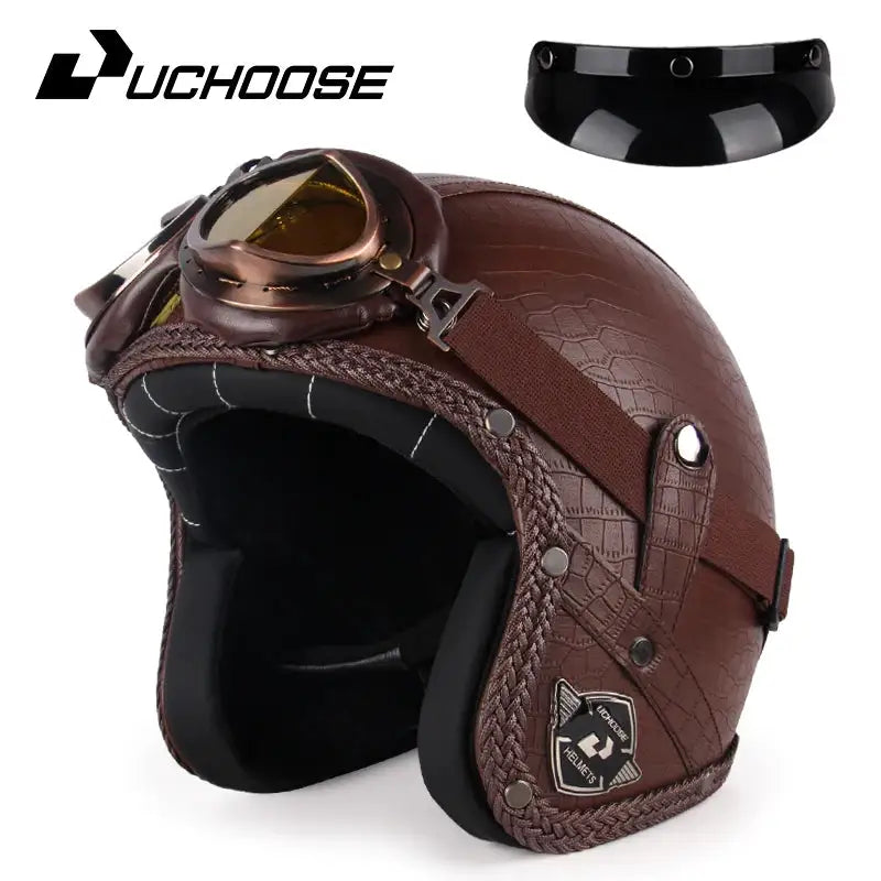 Retro Open Face Motorcycle Helmet — product view 14