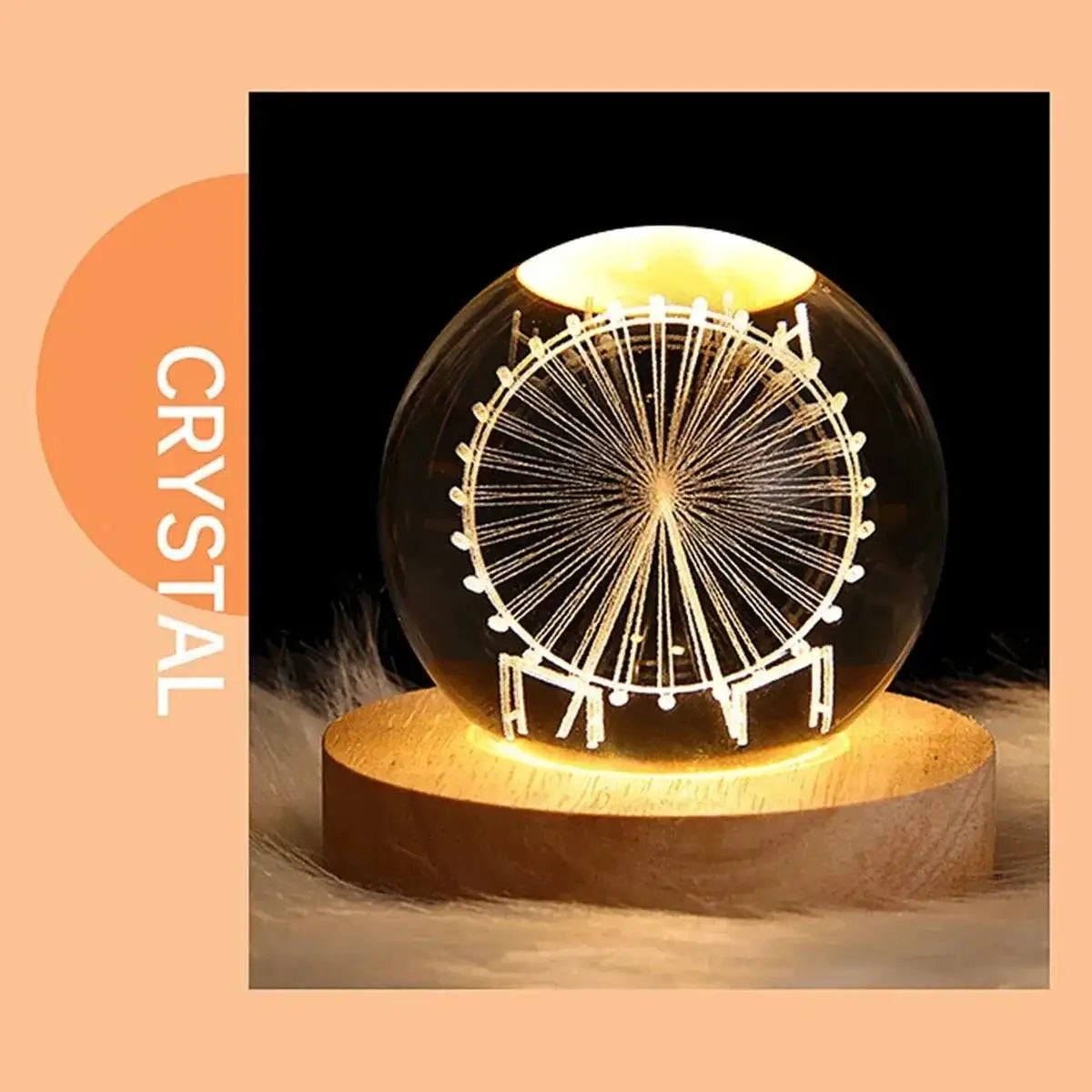 USB Galaxy Crystal Ball Night Light 3D Moon Lamp Decor